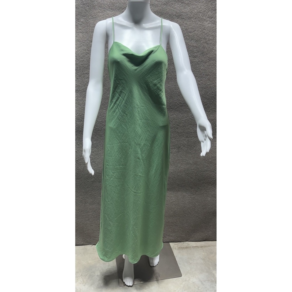 Banana Republic Women's Adjustable Green Slip Midi Dress Lined Size Medium EUC